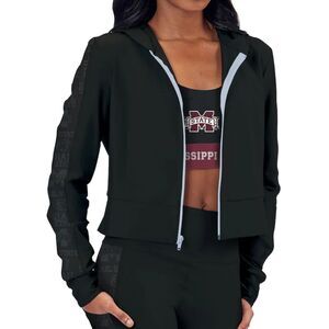 NWT CERTO MISSISSIPPI STATE BULLDOGS Women's Cropped Full Zip Hoodie Black Large